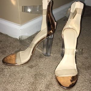 Gold and clear chunky heels
